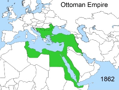 Extent of the Ottoman Empire in 1862
